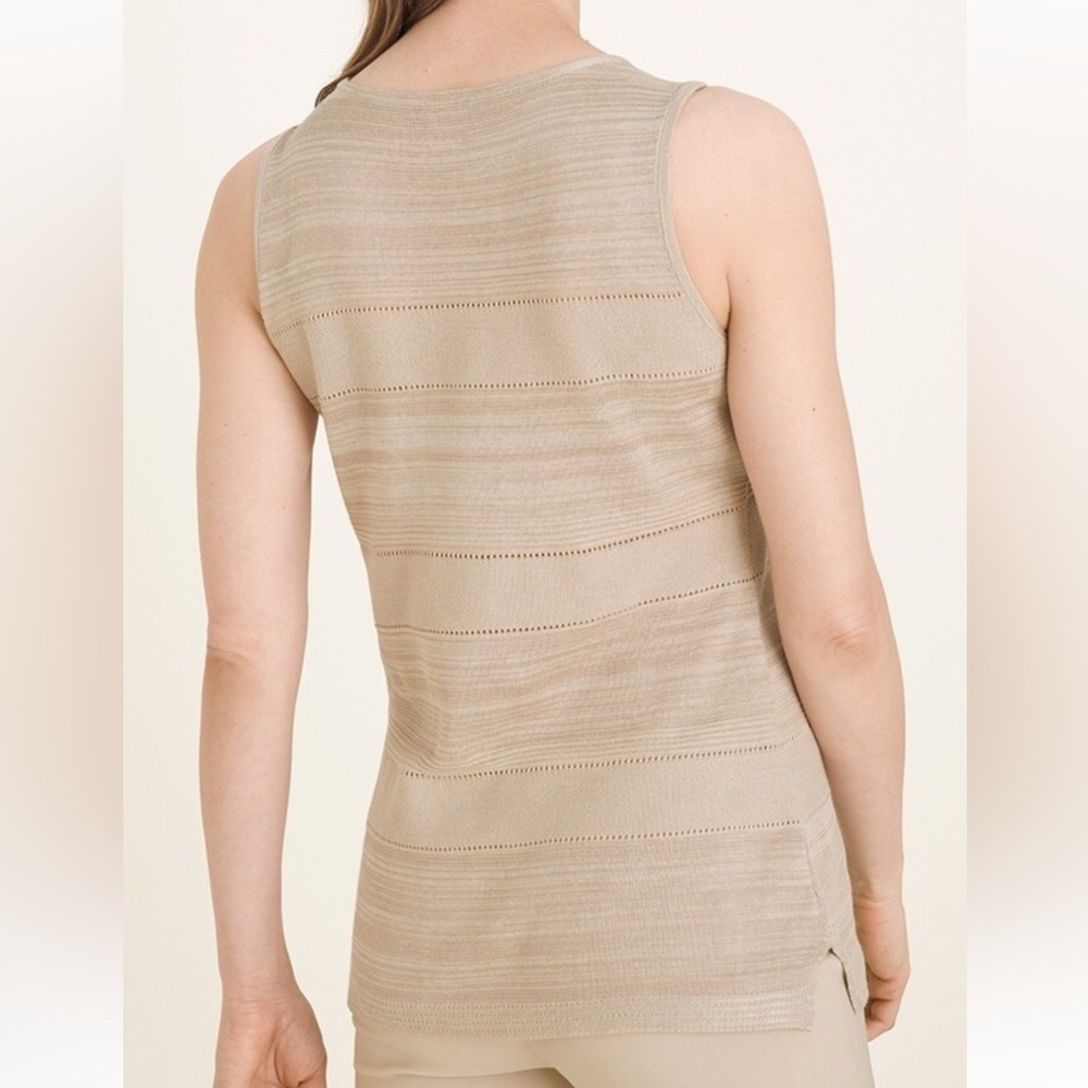 Chicos Womens 3 sleeveless top blouse tan knit neutral coastal beige - Picture 1 of 6